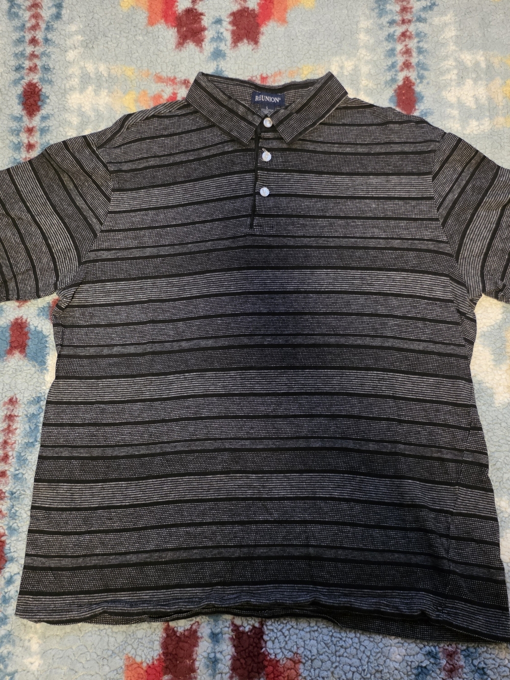 Men’s Black & Gray Striped Reunion Polo Shirt